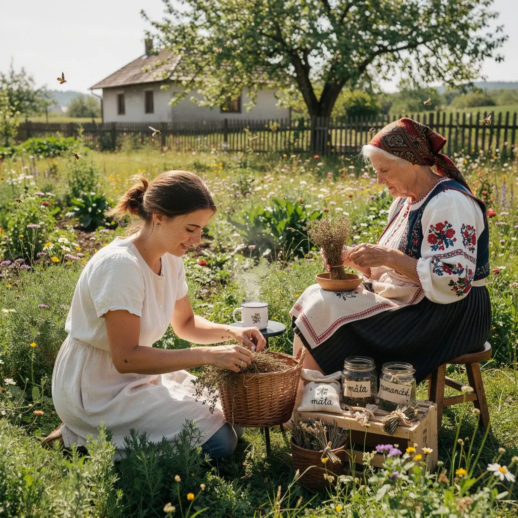 Krajina Slovenska s kopcami v pozadí, kde rastú divoké bylinky pre čaj