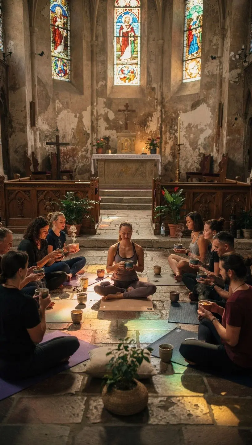 Pohár s voňavým bylinkovým čajom na drevenom stole v tradičnej slovenskej chalúpke